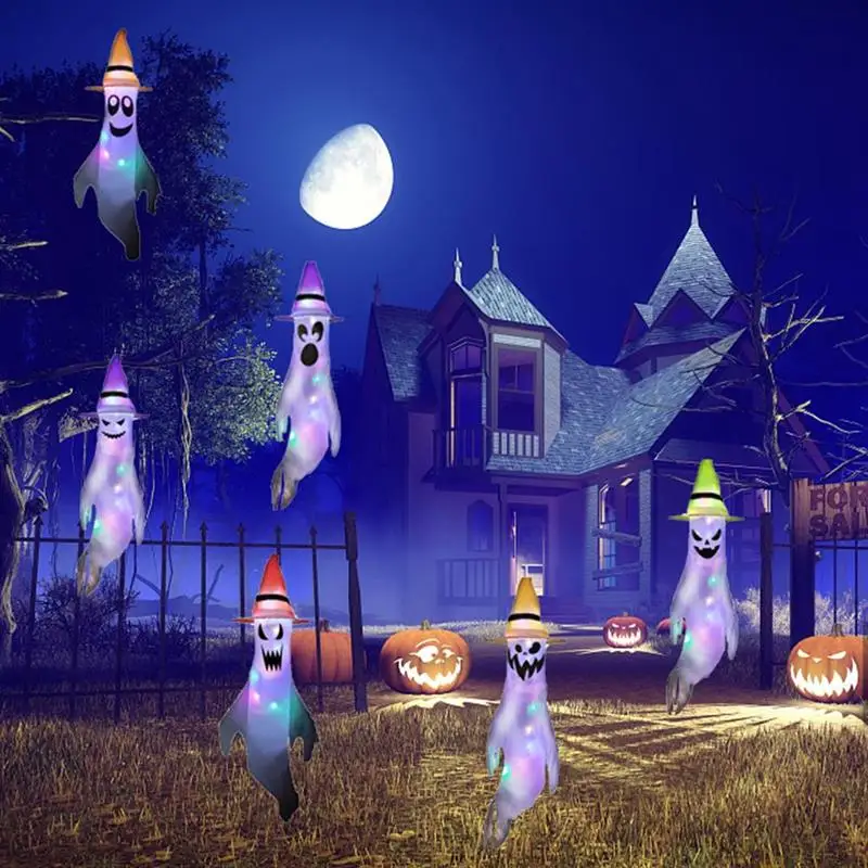 

Halloween Decorations Ghost Windsock LED Luminous Hanging Spooky Flag Party Props For Terraces Lawns Gardens Halloween Decor