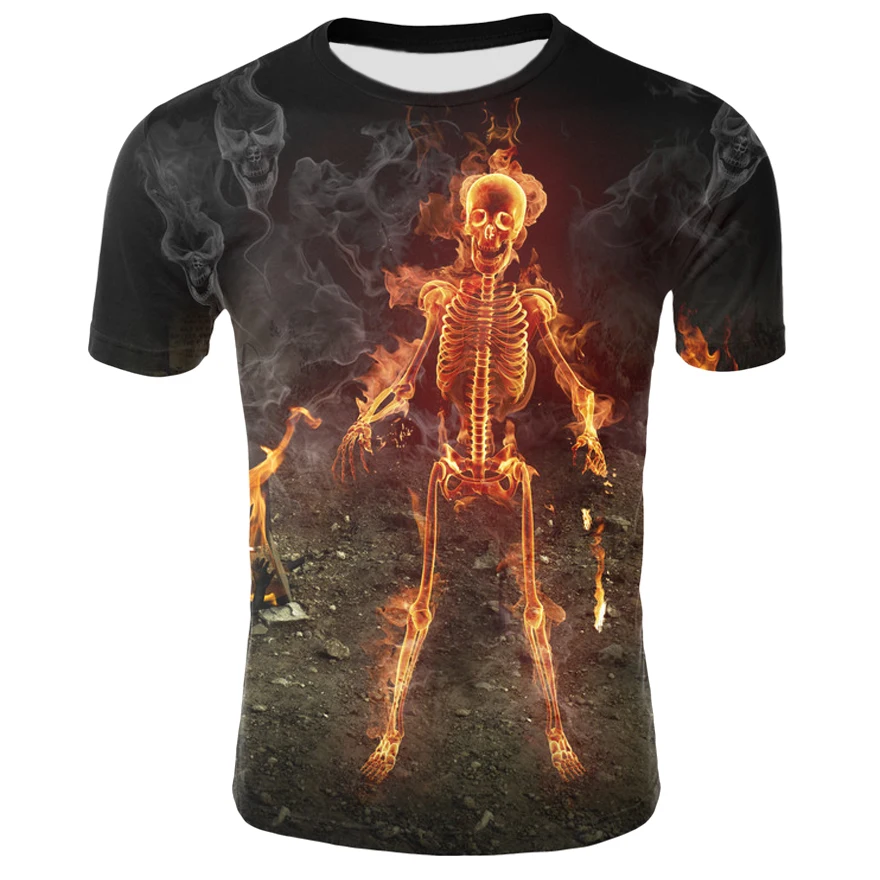 

2021 new summer 3D short sleeves for men and women. Skull Party T-shirt 110-6XL