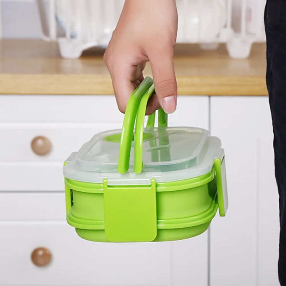 

WALFOS 2 Layers Colorful Silicone Lunch Box With Handle Silicone Bento Lunch Box Portable Silicone Lunch Box For Kids