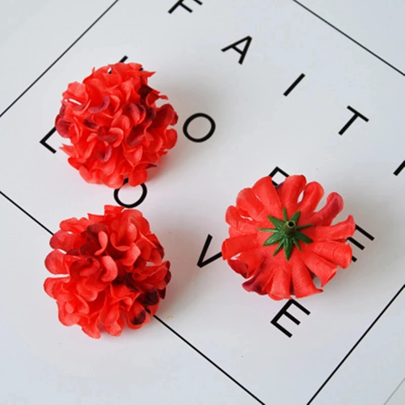 

10pcs/lot 3cm Artificial Flowers Gift Box Bouquet Decoration Wedding Headdress Silk Cloth Hydrangea Head With Base