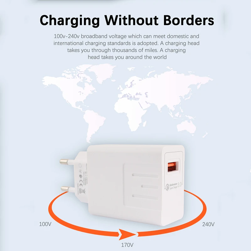 Зарядное устройство USB 5 в 3 А адаптер питания кабель с европейской вилкой для