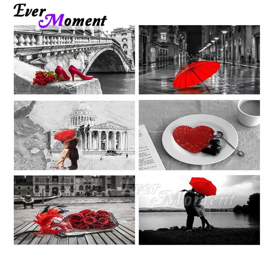 Когда нибудь момент алмазов картина Роза зонтик Дождливый пейзаж смола камни в