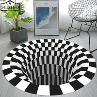 Черно-белый ковер, трехмерный 3D Визуальный визуальный иллюзионный ловушка для водорослей, круглый ковер для Вертиго, коврик для гостиной и ...