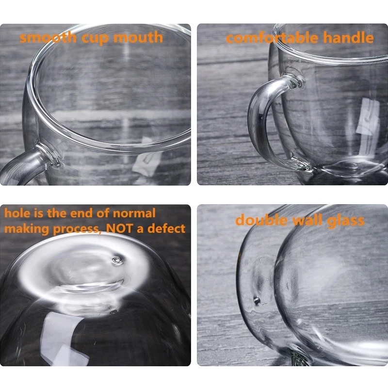 

80/250/350/450ml Heat-resistant Double Wall Glass Cup Beer Coffee Cups Handmade Healthy Drink Mug Tea Mugs Transparent Drinkware
