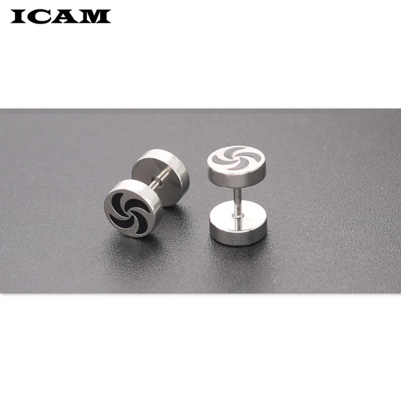 Женские и мужские серьги-гвоздики ICAM черные серебряные серьги из нержавеющей