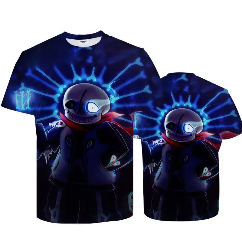 Футболка унисекс из игры Undertale Inktale с 3D-принтом цитатой скелета и брата коротким