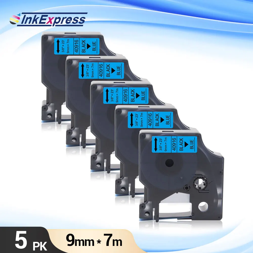 

5PK Tape For DYMO D1 Tape 9mm 40916 Label Tape Black on Blue labeling Tape 40916 For DYMO LabelManager 160 280 Label Maker