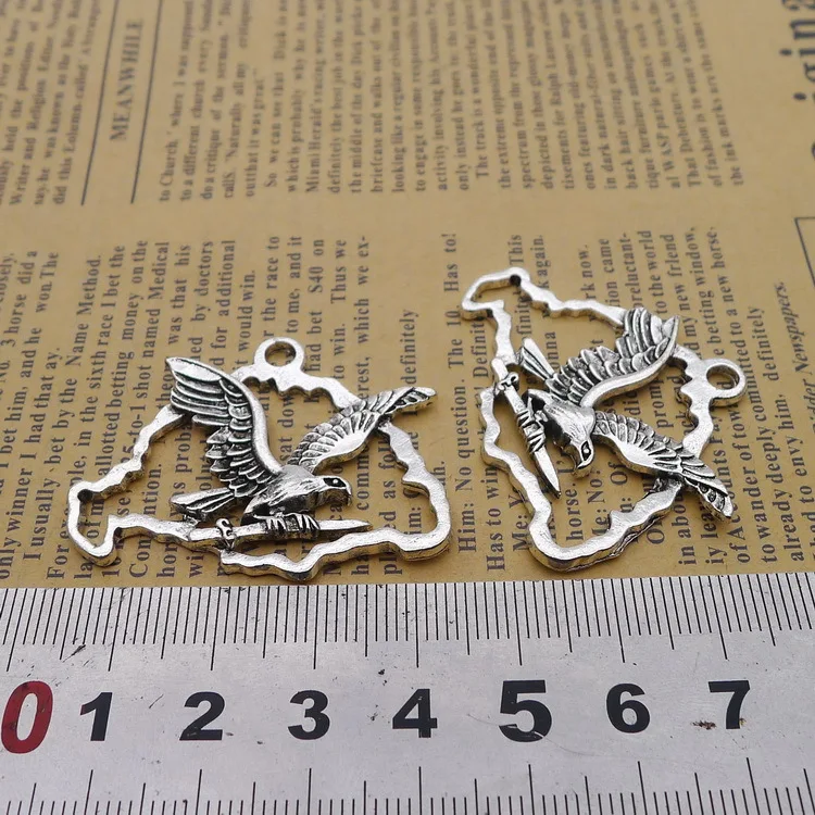 

Supplies For Jewelry Making 2pcs 32x42mm Antique Silver Color Eagle Bird Charms