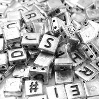 50pcslot mixed square double hole acrylic letter beads silver alphabet loose beads for diy jewelry making necklace bracelets