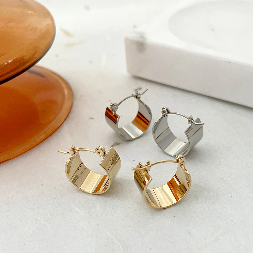 

Monlansher Geometric Broadside Round Hoop Earrings Gold Silver Color Metal Hoop Earrings for Women Minimalist Earrings Jewelry