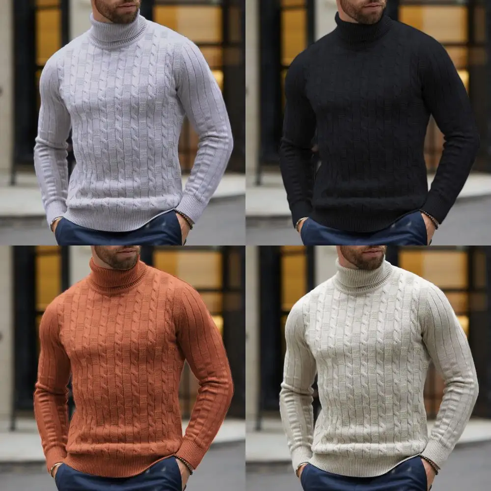 

Зима 2021! Suéteres de cuello alto para hombre, suéteres tejidos de marca sexys negrobre para hombre, suether самая