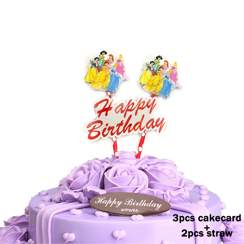 1Caketopper Flag Дисней, Принцесса Ариэль, Снежная королева, фильм, детские украшения для дня рождения, вечерние украшения для девочек, штамп, лучший подарок - Цвет: 1Caketopper Flag