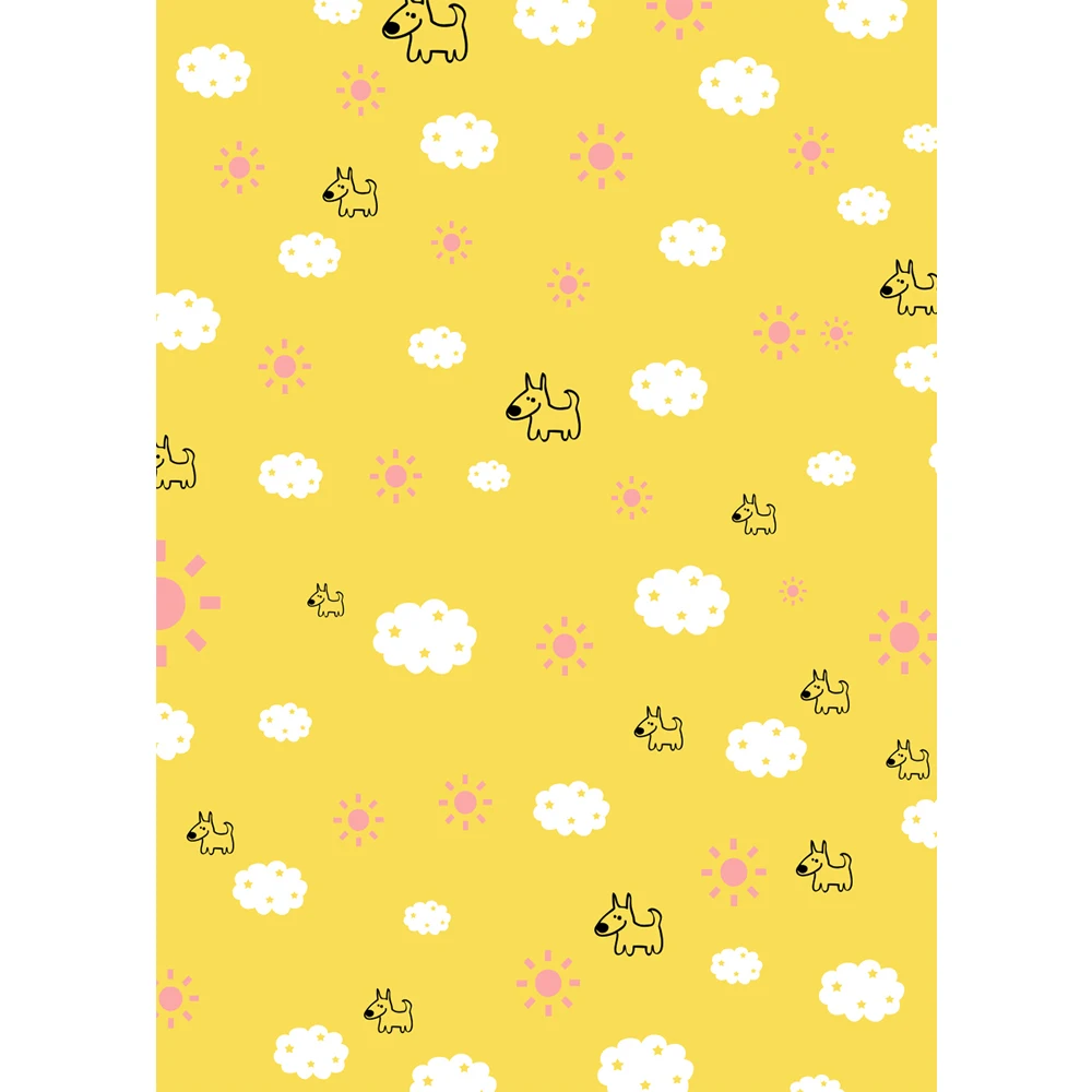 

Yellow Color Cartoon Sun Clouds Photography Backdrops Photographic Background For Photo Studio