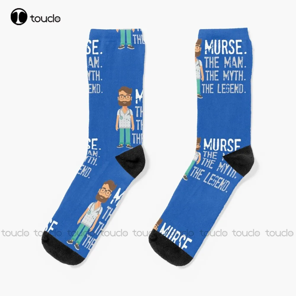 

Murse The Man The Myth The Legend Gift For Male Nurse Socks Custom Men Socks Christmas New Year Gift 360° Digital Print