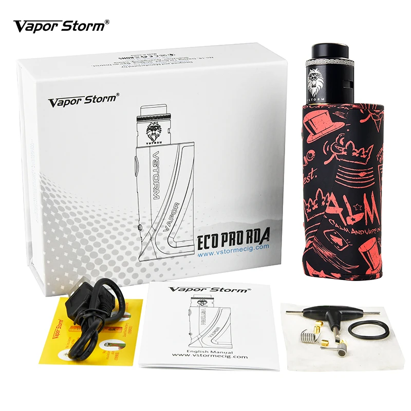 Электронная сигарета Vapor Storm ECO Pro Box Mod ABS Vape 5-80 Вт переменная мощность TC 510 Thread Lion RDA