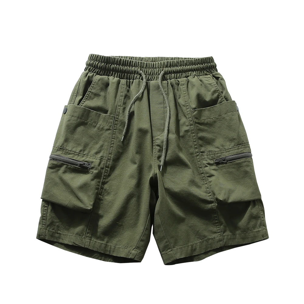 Multi-Pocket Cargo Shorts Mens Safari Style Outdoor Hiking Shorts Elastic waist Knee-length Shorts Casual Loose Walking Shorts