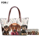 Комплект сумок FORUDESIGNS с 3D рисунком таксы для селфи, женская сумка через плечо с изображением животного и собаки, роскошный дизайн, вместительные сумки-тоуты