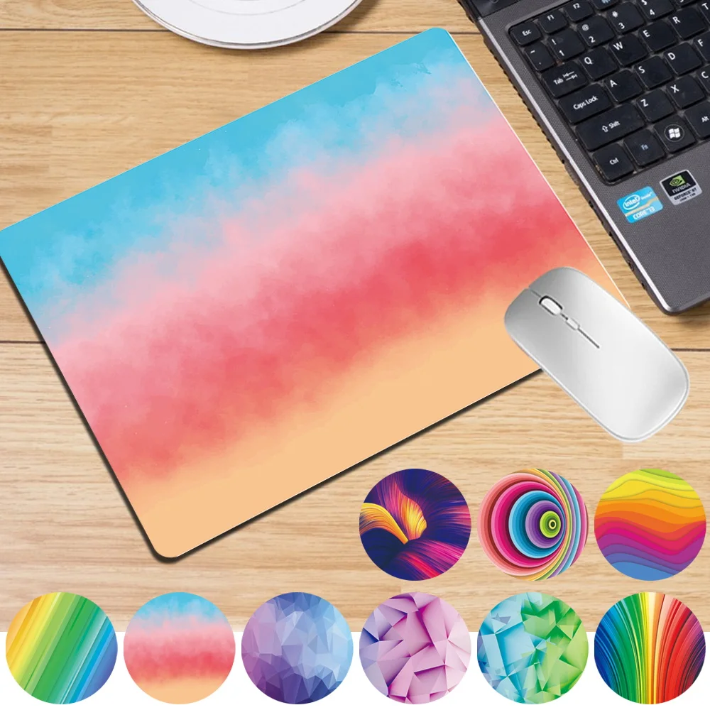 Antiskid Square Mousepad Watercolor Series Gaming Mouse Pad PU Leather Computer Mousepad 21x25cm Laptop/PC Mouse Mat