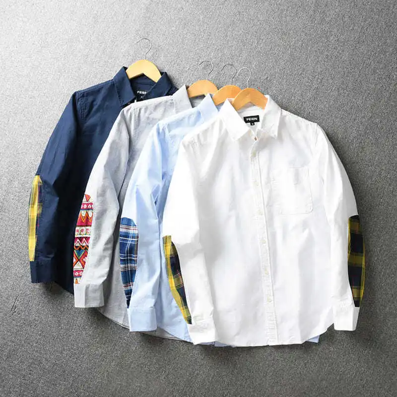 Новинка осени 2020 Мужская модная Ретро Рубашка с длинными рукавами и лацканами 100%