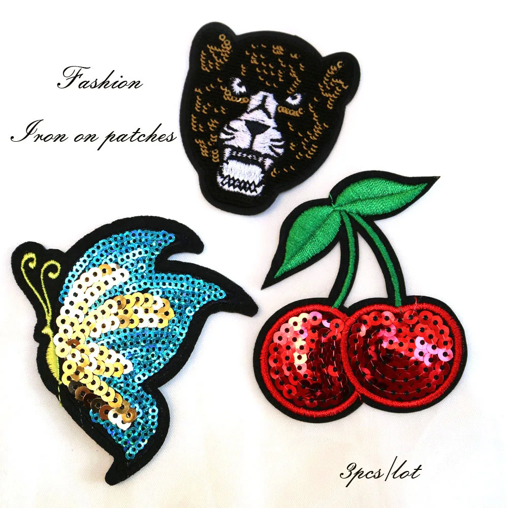 

3D flower sequins patches for clothing DIY Sew on animal patch bear Embroidery applique parche ropa