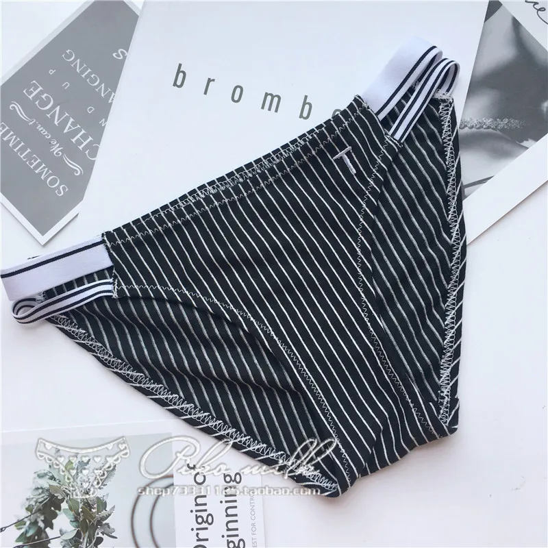 

European Style Cotton Underwear Sexy Striped Hollow Out Women's Briefs Fashion Low Waist Comfort Breath Pantie Sexy Lingerie