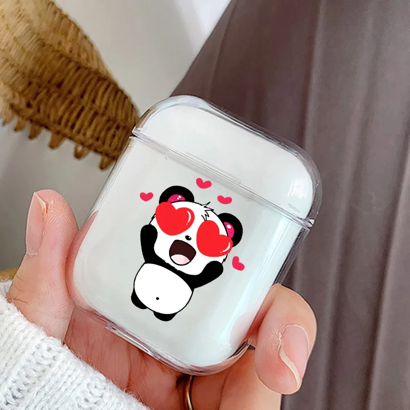 Чехол s для Airpods с милой пандой, окрашенный прозрачный мягкий силиконовый чехол s для AirPods 1/2 чехол, защитный чехол, беспроводной чехол для наушников