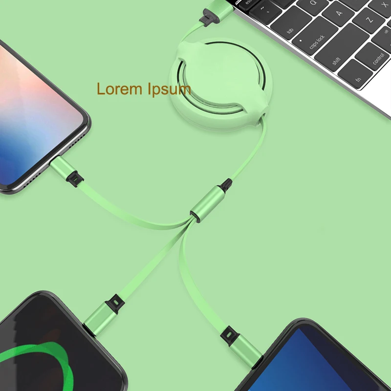 Зарядный кабель Tutew 3 в 1 с Micro USB Портативный Выдвижной USB-кабель Type-c для iPhone
