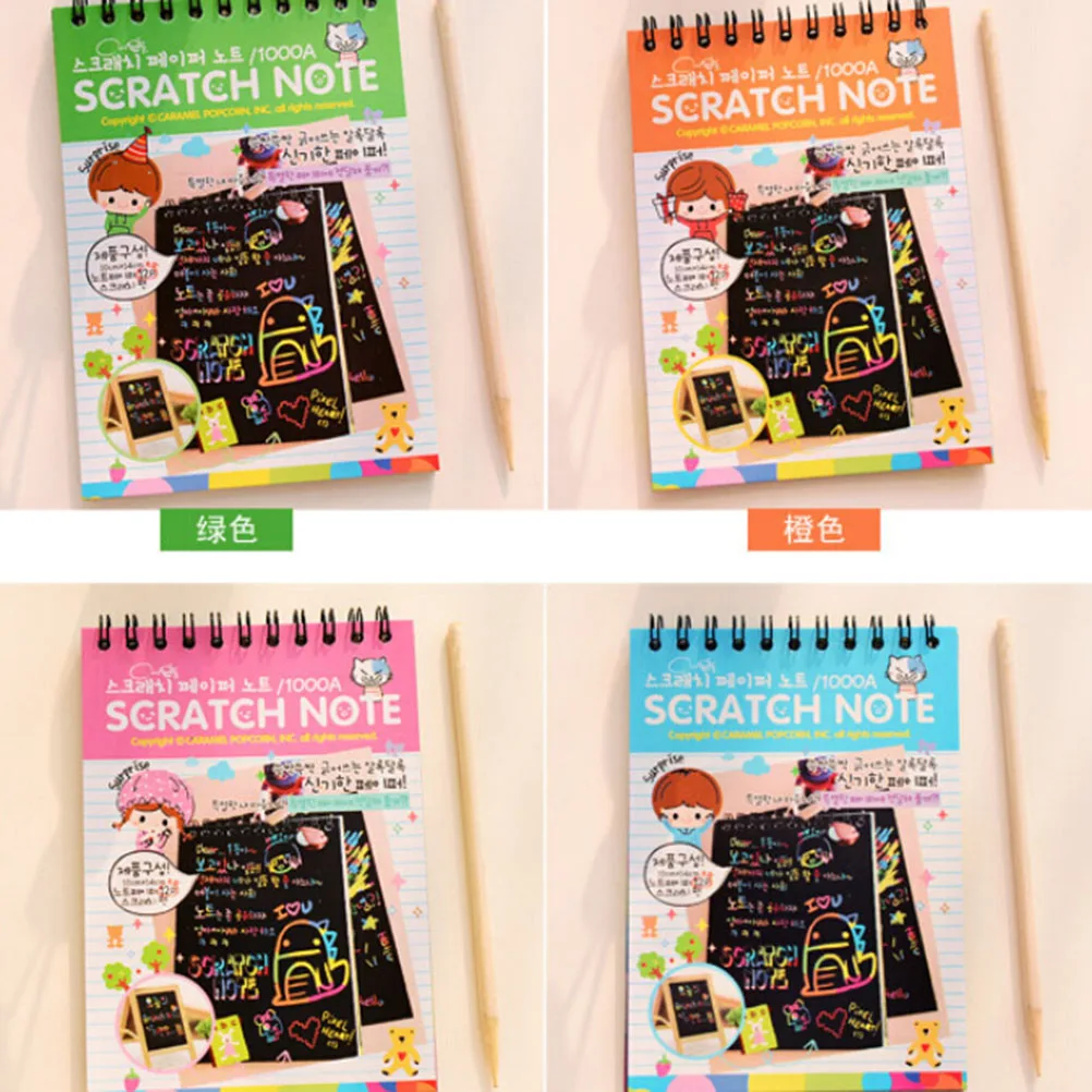 

Creative DIY Scratch Note Black Cardboard Draw Sketch Notes for Kids Toys Notebook School Supplies Drawing Accessories
