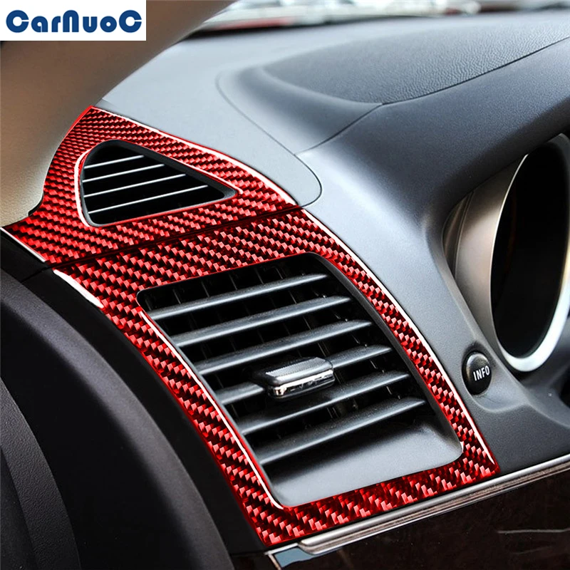 

For Mitsubishi Lancer 2008-2015 Car Left And Right Air Outlets Panel Trim Decal Carbon Fiber Sticker Red Styling Accessories
