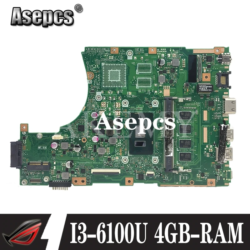 

Akemy X456UAM Laptop motherboard For Asus VivoBook X456UA X456UV X456UQk X456UAM X456UAK mainboard 4GB-RAM I3-6100U DDR4