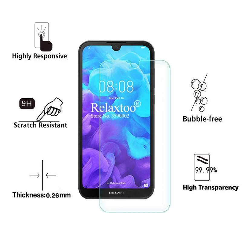 Стекло закаленное для смартфона Huawei Y5 2019 2 шт.|Защитные стёкла и плёнки телефонов|