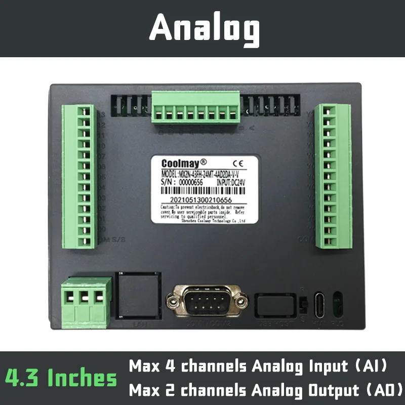 4 3 ''HMI PLC интегрированный транзистор контроллер Выход 4AI 2AO 0 10В аналоговый 100/200