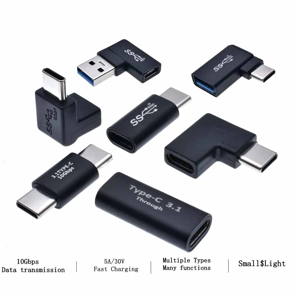 90/180 градусов прямой угол USB 3.1 Type C штекер-гнездо USBC гнездо-гнездо штекер-штекер