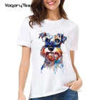 Миниатюрная женская футболка с акварельным принтом Schnauzer, Новая женская летняя футболка, модные повседневные топы с изображением собаки, новые крутые футболки