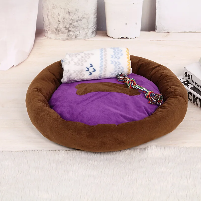 with blanket rope Кровати и коврики для домашних животных, круглая подушка для собак, кровать для маленьких средних собак, кошка, кроватка, гнездо, теплое одеяло для домашних животных, щенок, лежак, боди для чихуахуа, диван - Цвет: with blanket rope