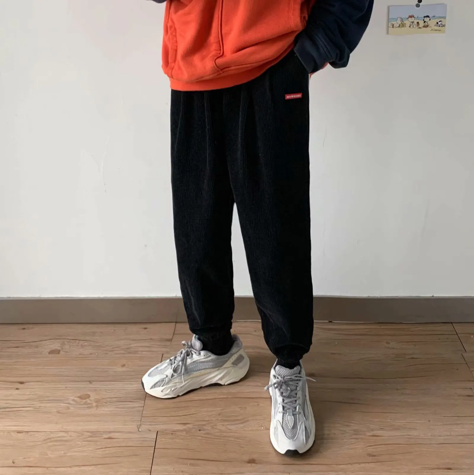 2019 мужские хлопковые повседневные брюки с принтом вельветовые эластичные штаны