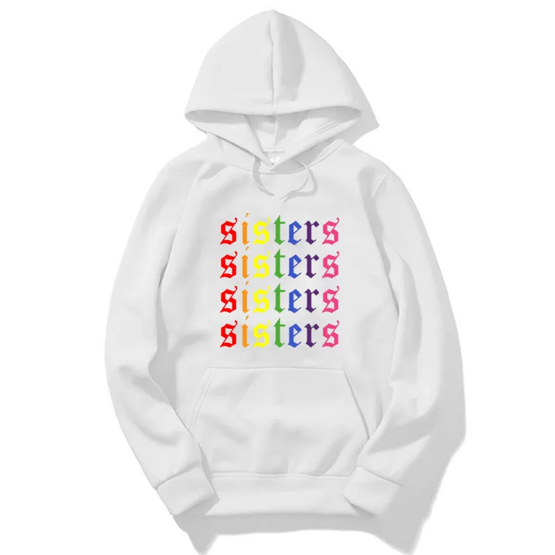 2021 Sister Letter Print Hoodie Long Sleeve Hooded Sweatshirt