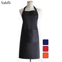 pure color minimalist modern style halter adjustable buckle waterproof and antifouling adult sleeveless apron loading pocket