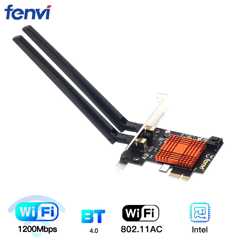 

Fenvi Dual Band AC 1200Mbps Wireless Bluetooth WiFi Card WiFi PCIe Network Adapter 5GHz/2.4GHz PCI Express Network Wlan BT4.0