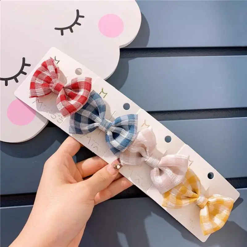 

Children's Hair Accessories Bow Hair Pins For Girls Plaid Print Butterfly Baby Clips Hair Wear Hairgrip Barrette Party Headdress