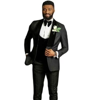 latest design tailored black mens wedding tuxedo groom suits velvet shawl lapel man blazer prom party 3piece groomsmen jacket
