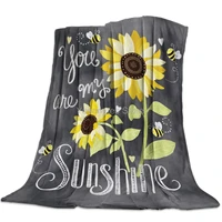 cozy warm lightweight microfiber throw blankets soft reversible flannel fleece bed throw you are my sunshine bloom sunflower lu