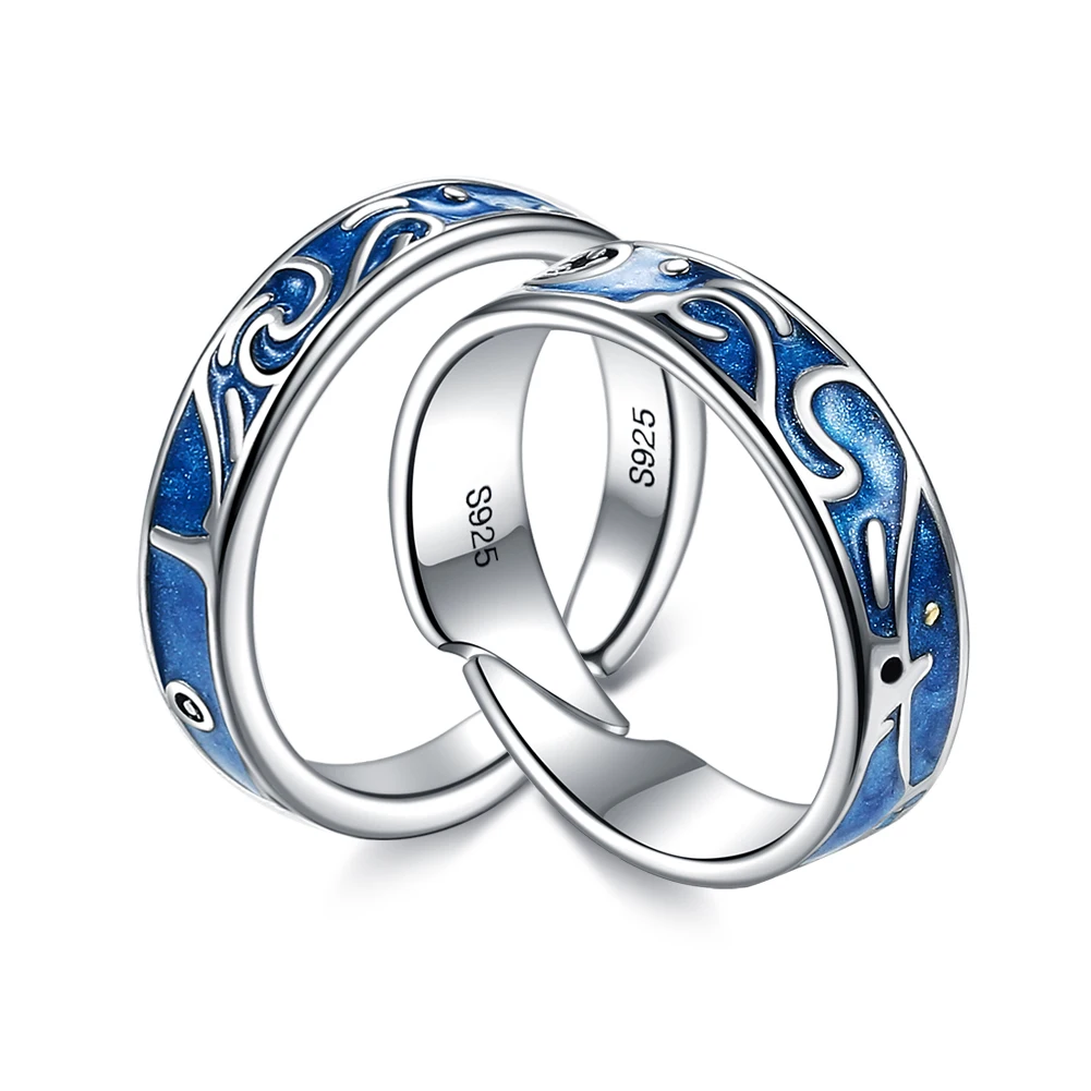 

Retro Style Ring For Women 925 Sterling Silver Auspicious Clouds Star Sky Lovers Rings Along Day And Night Love Jewelry