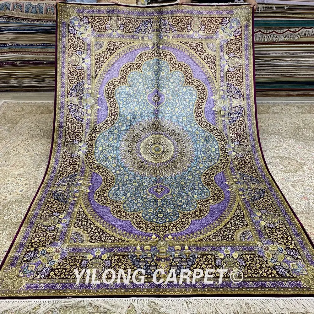 Yilong 6'x9' ручной работы шелковый ковер Vantage Традиционный Элегантный УЗЕЛКОВЫЙ