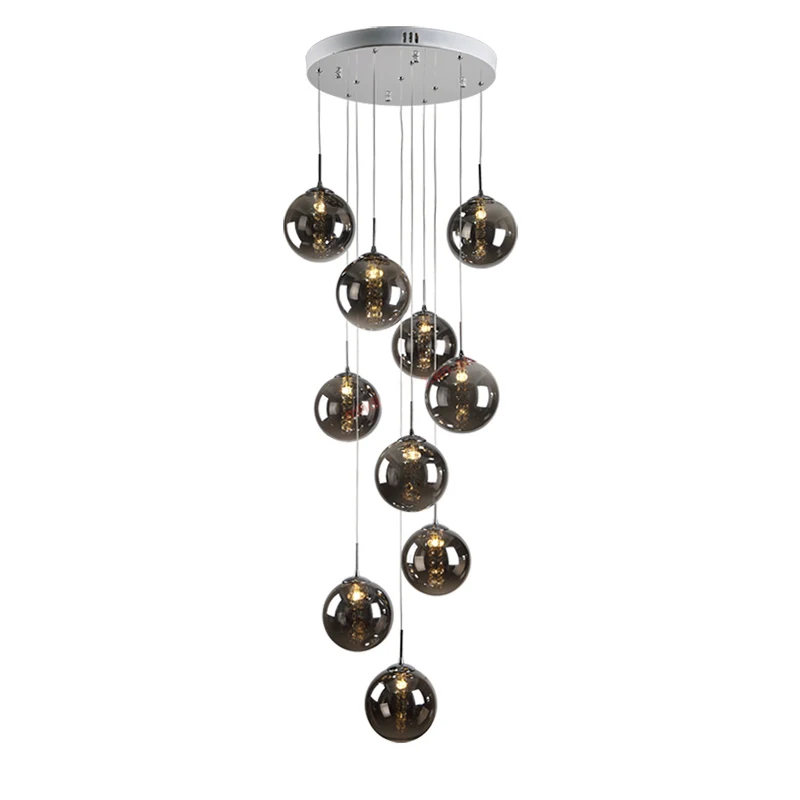 Высокая вилла Entryway Orb стеклянные лестницы Висячие спиральные длинные лампы Современные хрустальные бусины лестница люстра для дома