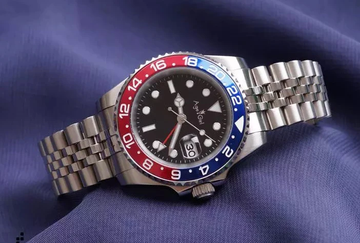 Red Blue Bezel Новые Керамические Мужские автоматические механические часы из нержавеющей стали спортивные сапфировые стеклянные часы GMT AAA+ Asia 2813 Move Мужские t - Цвет: Red Blue Bezel