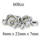 Миниатюрный Однорядный шарикоподшипник 608ZZ из высокоуглеродистой стали с двойным экраном, 8*22*7, 8x22x7 мм, 608 ZZ, 15 шт.