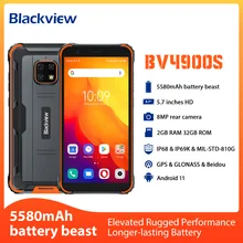 Blackview BV4900S Rugged Smartphone IP68 Waterproof Cellphones 2GB 32GB Android 11 Octa Core Mobile Phone 5580mAh 5.7 inch Phone