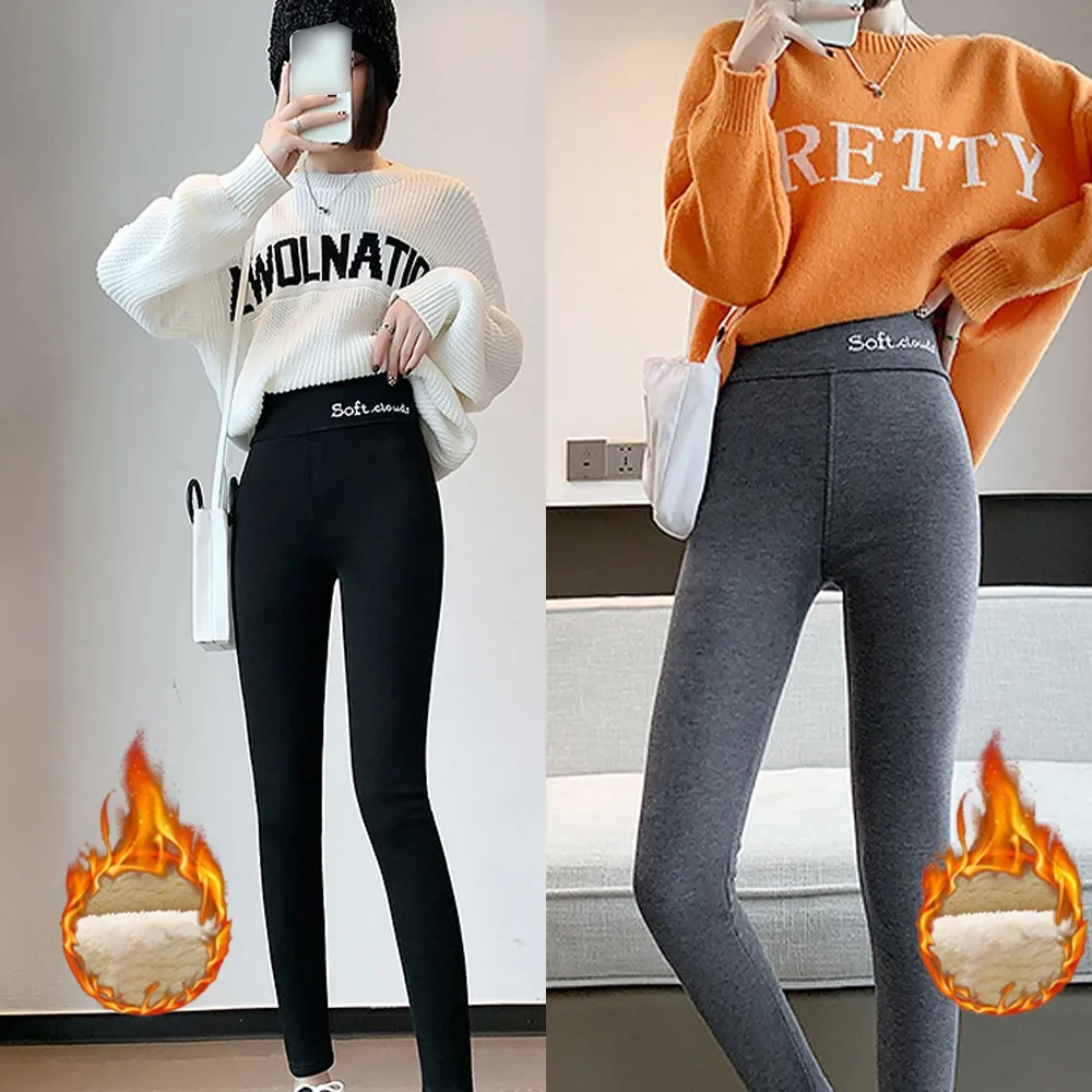 

Oversize Women Winter High Waist Thick Warm Fleece Lined Thermal Stretchy Leggings Yoga Jogging Fitness Pants