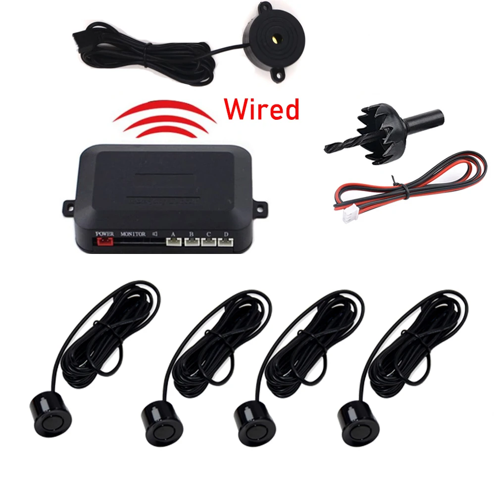 

Car Auto Parktronic LED Parking Radar With 4 Parking Sensors Backup Car Parking Radar Monitor Detector System Not Display